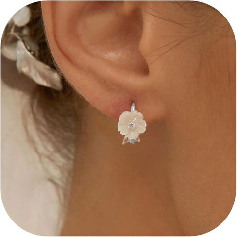 Pearl Dangle Earrings for Women 14K Gold Plated with CZ Drop Freshwater Pearls Flower Earring Wedding Brides Trendy Jewelry Cute Gifts in Saudi Arabia