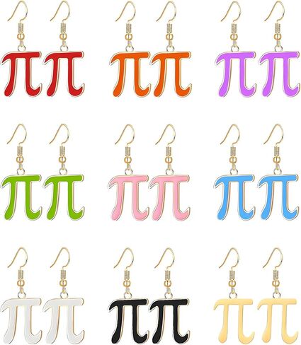 coadipress 9 Pairs Pi Earrings Set for Women Cute Greek Letter 3.14 Novelty Dangling Drop Earrings Mathematical Symbol Pi Day Math Teacher Earring Jewelry in Saudi Arabia