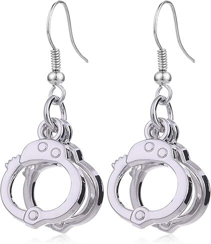 Handcuff Dangle Earrings Handcuffs Shape Dangle Earrings Finish Pewter On Fish Hook Earring in Saudi Arabia