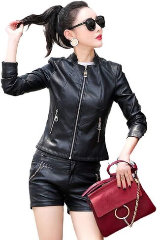 Women's Black Lambskin Motorcycle Leather Jacket For Riders in Saudi Arabia