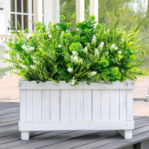 14 حزمة 5 أنماط من النباتات المزيفة المقاومة للأشعة فوق البنفسجية والنباتات الخارجية الاصطناعية بوسطن السرخس الخزامى والزهور البلاستيكية والشجيرات الخضراء للشرفة الأمامية الخارجية والشرفة والفناء والحديقة ديكور المنزل in Kuwait