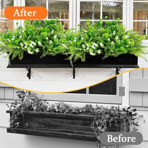 14 حزمة 5 أنماط من النباتات المزيفة المقاومة للأشعة فوق البنفسجية والنباتات الخارجية الاصطناعية بوسطن السرخس الخزامى والزهور البلاستيكية والشجيرات الخضراء للشرفة الأمامية الخارجية والشرفة والفناء والحديقة ديكور المنزل in Kuwait