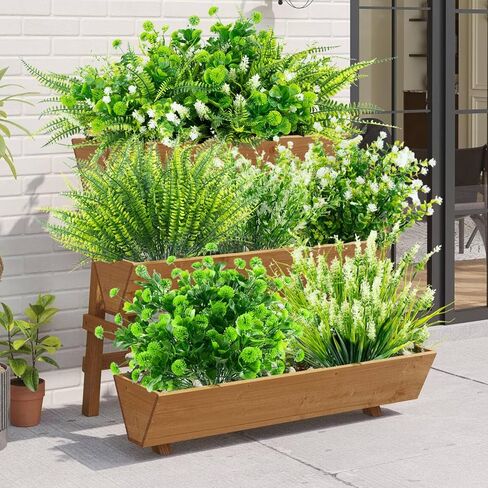 14 حزمة 5 أنماط من النباتات المزيفة المقاومة للأشعة فوق البنفسجية والنباتات الخارجية الاصطناعية بوسطن السرخس الخزامى والزهور البلاستيكية والشجيرات الخضراء للشرفة الأمامية الخارجية والشرفة والفناء والحديقة ديكور المنزل in Kuwait