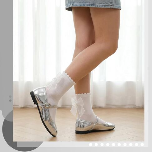 6 Pairs Womens Crew Socks Lace Cute Princess Ankle Socks with Bow for Girl in Saudi Arabia