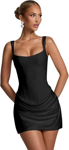 VOfuter Satin Homecoming Dresses for Teen Pleated Spaghetti Straps Mini Cocktail Party Dress in Saudi Arabia