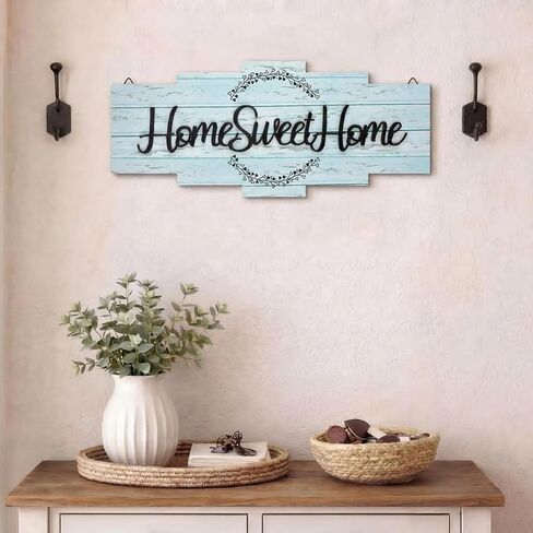 علامة Jetec Home Sweet Home، خشب ريفي، لوحة منزل مزرعة كبيرة معلقة على الحائط لافتة خشبية لغرفة النوم، وغرفة المعيشة، والجدار، وديكور الزفاف (رمادي) in Kuwait