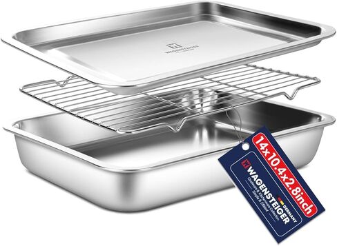 مقلاة البخار من الفولاذ المقاوم للصدأ مع رف وغطاء (صينية) ، 2.4 كيلوغرام ، مقالي الطعام ، مقالي المطاعم ، مقاليات الحفلات بوفيه ، مقلاة تحميص مع رف ، محمص للأواني ، حاوية إعداد الطعام (1305 / no5) in Kuwait