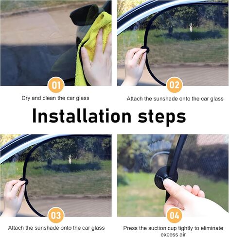 2Pack Baby Car Window Sun Shades, Suction Cup Mesh Sun Visor, UV Rays Glare Sunlight Blocker, Fit Driver Passenger Rear Side Windows, Universal Auto Interior Accessory (Black) in Kuwait