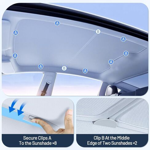 3PCS Tesla Model Y Sunshade Set for Juniper 2025-2026, Windshield Sun Shade & Sunshade Roof, Glass Sunroof Cover [No Gaps No Sagging] Front Window Shades Protect Interior Dashboard & Screen in Kuwait