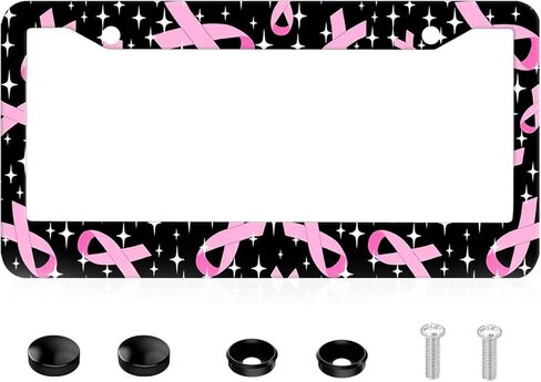 XCLPF إطار لوحة الترخيص مقاوم للصدأ، حامل إطار أمامي وخلفي عالمي من الألومنيوم للسيارة بفتحتين مع براغي ملحقات ديكور السيارة للرجال والنساء 6.3 × 12.2 بوصة - طباعة بقرة حيوانية باللون الأبيض والأسود in Kuwait