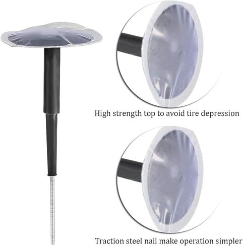 24PCS Car Combination Repair Unit, 1/4" M6 Rubber Vehicle Mushroom Nail Tire Repair Patch Plug, Automotive Tyre Patch Puncture Repair Plug, Universal for Bicycle Motorcycle Truck in Kuwait