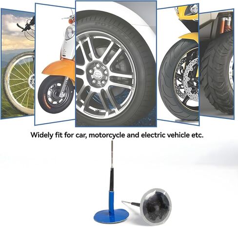 24PCS Car Combination Repair Unit, 1/4" M6 Rubber Vehicle Mushroom Nail Tire Repair Patch Plug, Automotive Tyre Patch Puncture Repair Plug, Universal for Bicycle Motorcycle Truck in Kuwait