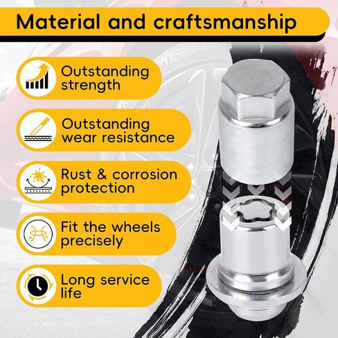 for Toyota Wheel Locks Lug Nuts Compatible Toyota Camry Tacoma Corolla Highlander Avalon RAV4 Lexus Locking Lug Nuts and Wheel Lock Key Set M12 x 1.5#00276-00900 in Kuwait