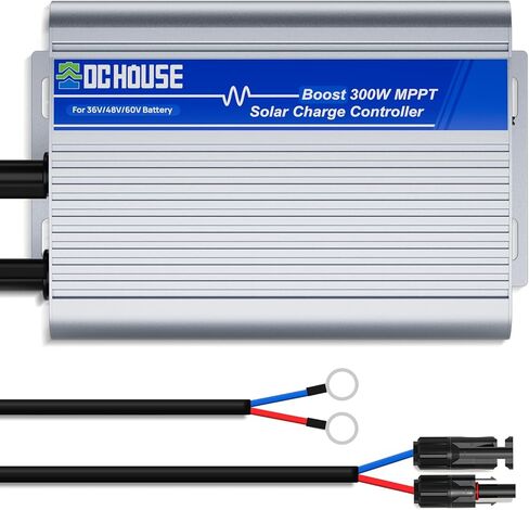 DC HOUSE 300W Boost MPPT Solar Charge Controller, 13V-65V Input, 99% Charging Efficiency, Suitable for 36V/48V/60V Lead-Acid/LiFePO4 Battery for Off-Gird/Home/Shed in Kuwait
