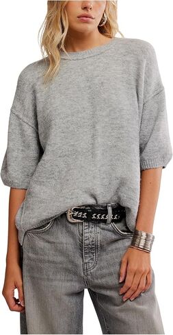Free People، تي شيرت Margot Sweater، رمادي منقط، متوسط in Saudi Arabia