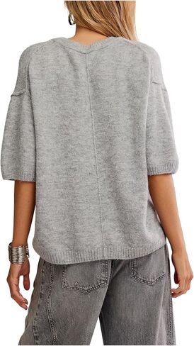 Free People، تي شيرت Margot Sweater، رمادي منقط، متوسط in Saudi Arabia