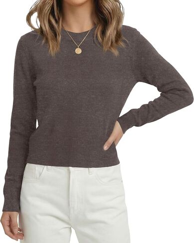 LaGracia Long Sleeve Crop Tops for Women Wool Blend Crew Neck Pullover Knit Sweaters Buiness Casual Outfits 2026 in Kuwait