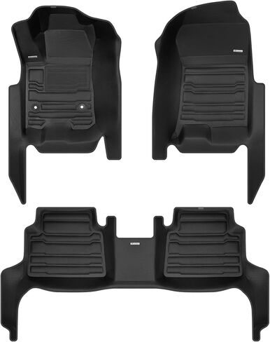 TuxMat - for GMC Canyon Crew Cab 2023-2026 Models - Custom Car Mats - Maximum Coverage, All Weather, Laser Measured - This Full Set Includes 1st and 2nd Rows in Saudi Arabia