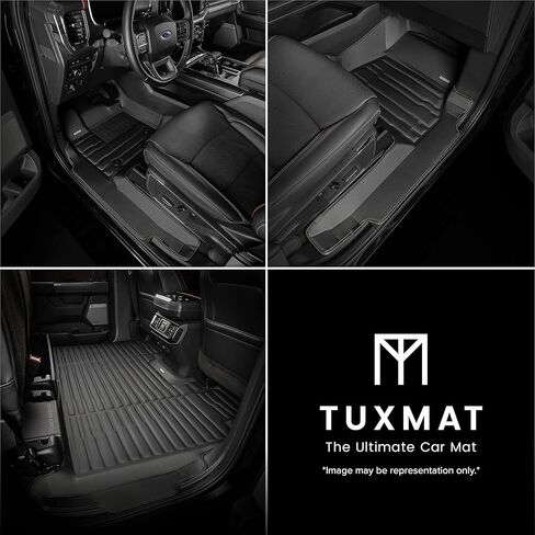 TuxMat - for GMC Canyon Crew Cab 2023-2026 Models - Custom Car Mats - Maximum Coverage, All Weather, Laser Measured - This Full Set Includes 1st and 2nd Rows in Saudi Arabia