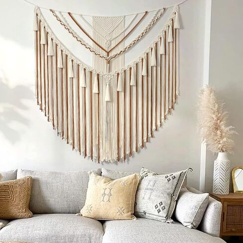 LOMOHOO كبير مكرامية جدار معلق بوهو هندسي فن منسوج من القطن نسيج جدار ديكور رمادي بوهيمي ديكور المنزل لغرفة المعيشة غرفة النوم شقة in Kuwait
