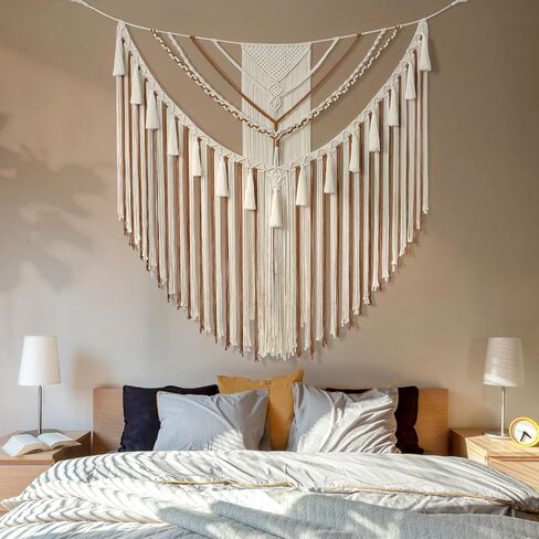 LOMOHOO كبير مكرامية جدار معلق بوهو هندسي فن منسوج من القطن نسيج جدار ديكور رمادي بوهيمي ديكور المنزل لغرفة المعيشة غرفة النوم شقة in Kuwait