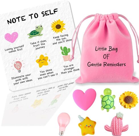 Inspirational Gift with Positive Affirmation Card & 6 Resin Figurines, Gentle Reminders for Self Care & Mindfulness, Daily Motivational Gift for Women, Friends, Coworkers, Ideal for Encouragement, Birthday, Anniversary, Thanksgiving & Special Occasions in Saudi Arabia