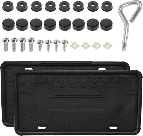 Sun Walker 2 PCS Silicone Front License Plate Frame, Rust & Rattle Proof Car Tag Holder with Drainage Holes, Weather-Proof License Plate Bracket for US and CA Standard Cars in Kuwait