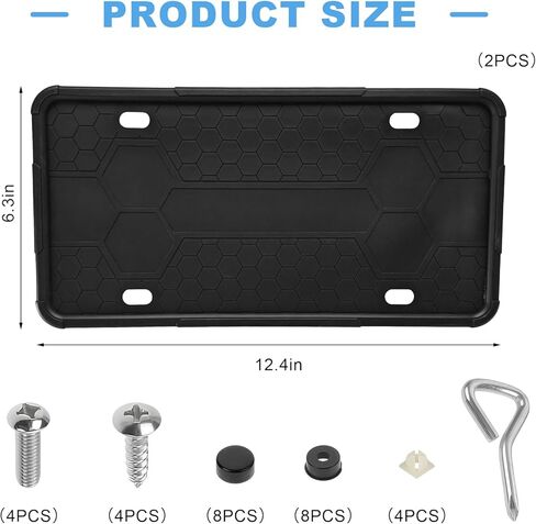 Sun Walker 2 PCS Silicone Front License Plate Frame, Rust & Rattle Proof Car Tag Holder with Drainage Holes, Weather-Proof License Plate Bracket for US and CA Standard Cars in Kuwait