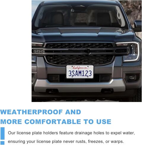 Sun Walker 2 PCS Silicone Front License Plate Frame, Rust & Rattle Proof Car Tag Holder with Drainage Holes, Weather-Proof License Plate Bracket for US and CA Standard Cars in Kuwait