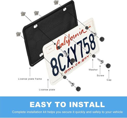 Sun Walker 2 PCS Silicone Front License Plate Frame, Rust & Rattle Proof Car Tag Holder with Drainage Holes, Weather-Proof License Plate Bracket for US and CA Standard Cars in Kuwait