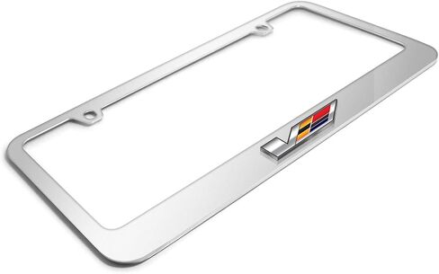 iPick Image for Cadillac V Logo in 3D on Mirror Chrome Metal License Plate Frame - Official Licensed in Kuwait