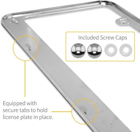 iPick Image for Cadillac V Logo in 3D on Mirror Chrome Metal License Plate Frame - Official Licensed in Kuwait