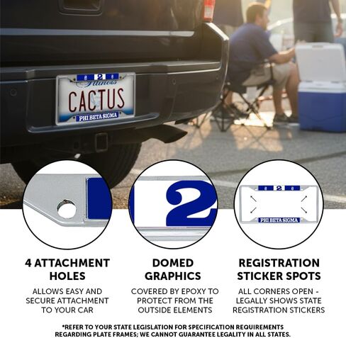 Desert Cactus Phi Beta Sigma إطار لوحة الترخيص رقم الخط # حامل بطاقة السيارة المعدنية للأمام أو الخلف للسيارة (إطار #2) in Saudi Arabia