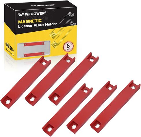 6 Pack Premium Magnetic Demo Tag, Red Rubber Coated Temp Tag Holder for Car Dealer License Plates on Test Drives, Magnetic License Plate Holder Temporary License Plate Magnet for Car (6Pcs Red) in Kuwait