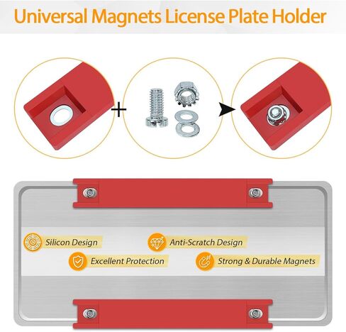 6 Pack Premium Magnetic Demo Tag, Red Rubber Coated Temp Tag Holder for Car Dealer License Plates on Test Drives, Magnetic License Plate Holder Temporary License Plate Magnet for Car (6Pcs Red) in Kuwait
