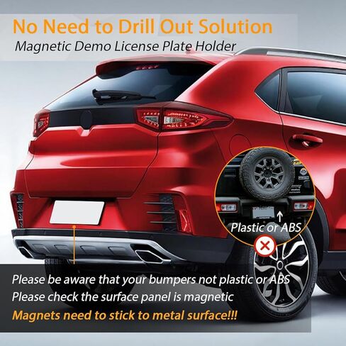 6 Pack Premium Magnetic Demo Tag, Red Rubber Coated Temp Tag Holder for Car Dealer License Plates on Test Drives, Magnetic License Plate Holder Temporary License Plate Magnet for Car (6Pcs Red) in Kuwait