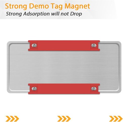6 Pack Premium Magnetic Demo Tag, Red Rubber Coated Temp Tag Holder for Car Dealer License Plates on Test Drives, Magnetic License Plate Holder Temporary License Plate Magnet for Car (6Pcs Red) in Kuwait