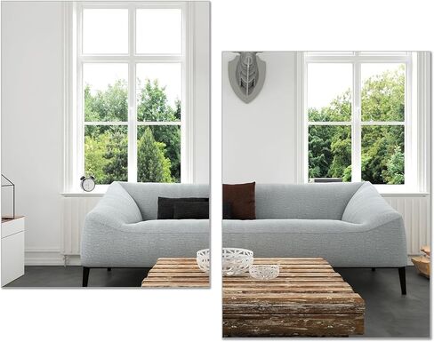 2 Pack 16"x12" Acrylic Mirror Sheet, Self-Adhesive Flexible Non-Glass Mirror Tile for Bathroom, Bedroom, Home Wall Decor - Shatterproof and Unbreakable Mirror Sticker (2.5mm Thick) in Saudi Arabia