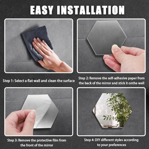 2 Pack 16"x12" Acrylic Mirror Sheet, Self-Adhesive Flexible Non-Glass Mirror Tile for Bathroom, Bedroom, Home Wall Decor - Shatterproof and Unbreakable Mirror Sticker (2.5mm Thick) in Saudi Arabia