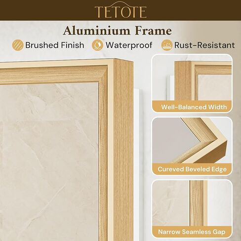 TETOTE 24 x 32 Backlit Bathroom Mirror Brushed Gold Metal Frame LED Light Vanity 3-Color White/Warm/Natural Stepless Dimmable Anti-Fog Backlight Mirror Wall-Mounted in Kuwait