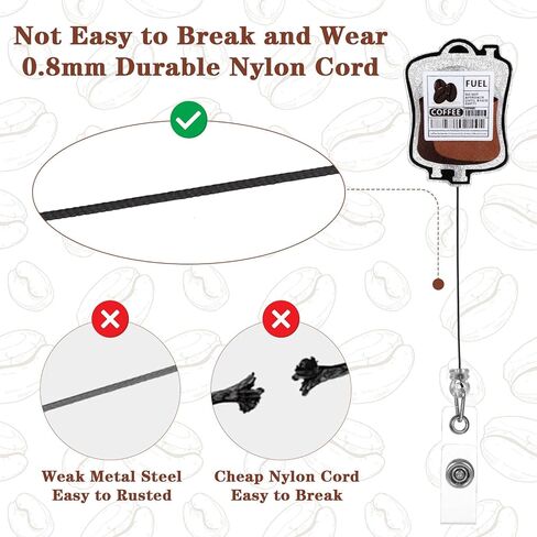 Funny Coffee Fuel Badge Reel, Retractable Coffee Badge Holder with Clip, Sturdy Durable Nurse Badges Reels for Caregivers Nurses Doctors Teachers Healthcare Workers Emergency Room Staff Office Gifts in Kuwait