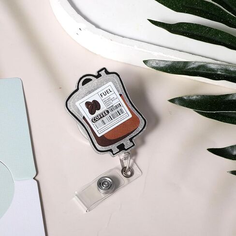 Funny Coffee Fuel Badge Reel, Retractable Coffee Badge Holder with Clip, Sturdy Durable Nurse Badges Reels for Caregivers Nurses Doctors Teachers Healthcare Workers Emergency Room Staff Office Gifts in Kuwait