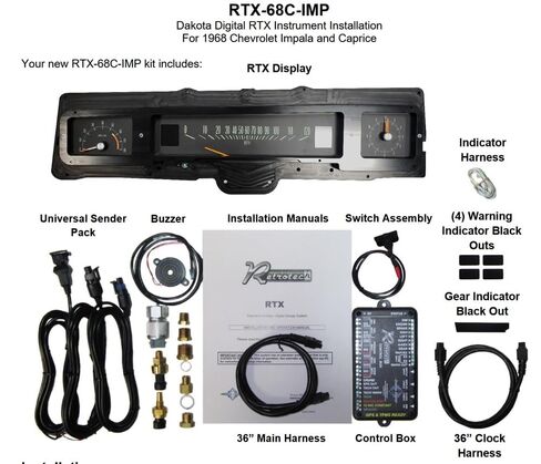 Dakota Digital RTX-68C-IMP-X RTX Gauge Instrument System Compatible with Chevy 1968 Caprice/Impala in Kuwait