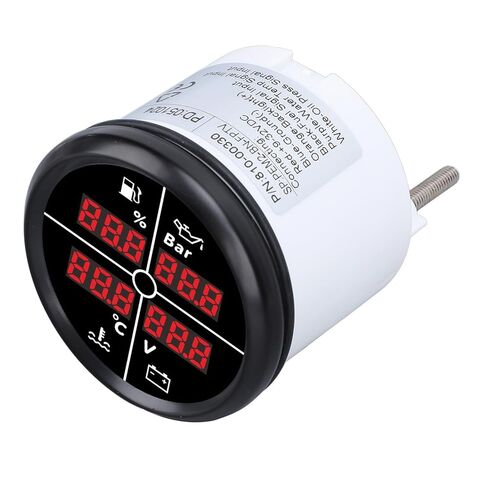 52mm 4 in 1 Multifunctional Gauge Digital Display Fuel Level Oil Pressure Water Temperature Meter Voltmeter with Backlight for Boat RV (81000330 Black Bezel Black Dial) in Kuwait