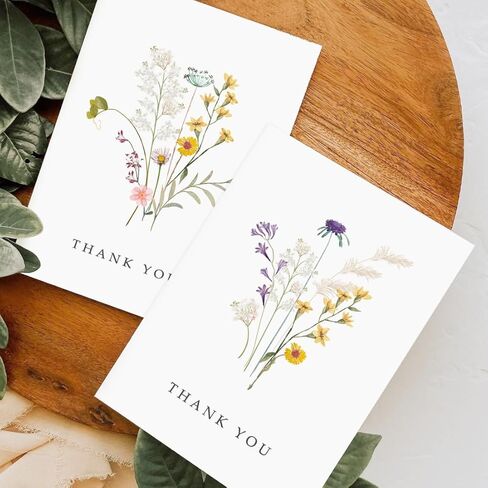 48 Pack Floral Thank You Cards with Envelopes, Wildflower Thank You Notes with Kraft Envelopes for Wedding Bridal Shower Baby Shower Teachers Graduation, 4 x 6 Inch in Saudi Arabia