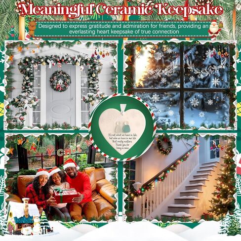 قطعتان من ديكور الصداقة من زجاج البحر على شكل قلب، تذكار قلب الصداقة الخالدة - قلادة عيد الميلاد، فن زجاج البحر لشجرة عيد الميلاد المعلقة، للأصدقاء أو العشاق in Kuwait