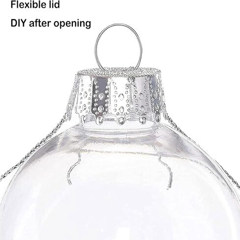 12 Pcs Christmas Ball Ornaments,3.15" DIY Clear Plastic Fillable Ornament Balls Flat Sphere Hanging Ornament Set for Christmas Tree, Halloween and Wedding Birthday Party Decorations (80mm) in Kuwait