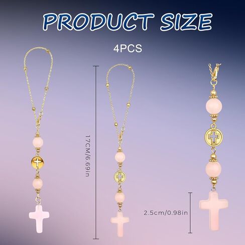 4pcs Cross for Car Set, Rear View Mirror Accessories, Car Mirror Hanging Accessories,with 3Pcs I Love You Drive Safe Mirror Sticker Handmade Boho Crystal Decoration for Women, Car Charm in Kuwait