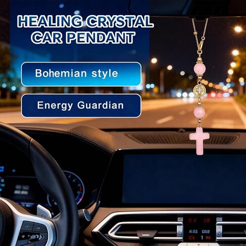 4pcs Cross for Car Set, Rear View Mirror Accessories, Car Mirror Hanging Accessories,with 3Pcs I Love You Drive Safe Mirror Sticker Handmade Boho Crystal Decoration for Women, Car Charm in Kuwait