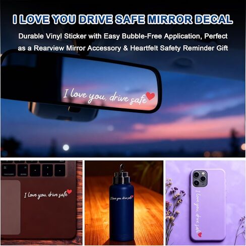 4pcs Cross for Car Set, Rear View Mirror Accessories, Car Mirror Hanging Accessories,with 3Pcs I Love You Drive Safe Mirror Sticker Handmade Boho Crystal Decoration for Women, Car Charm in Kuwait